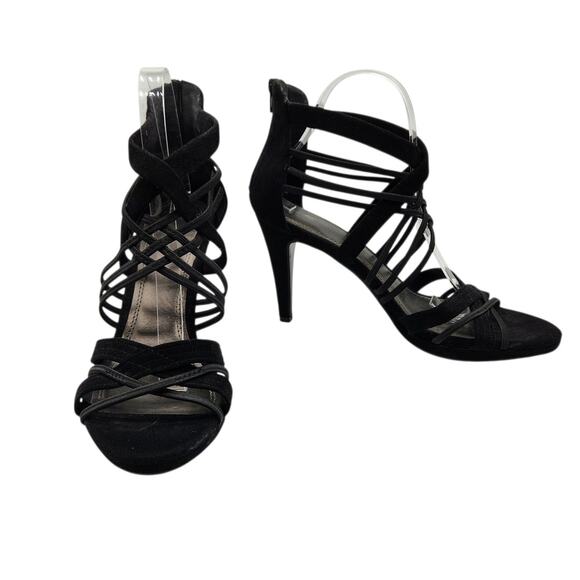 Unbranded Shoes - Black Crisscross Strap Heeled Sandals – Size 9M